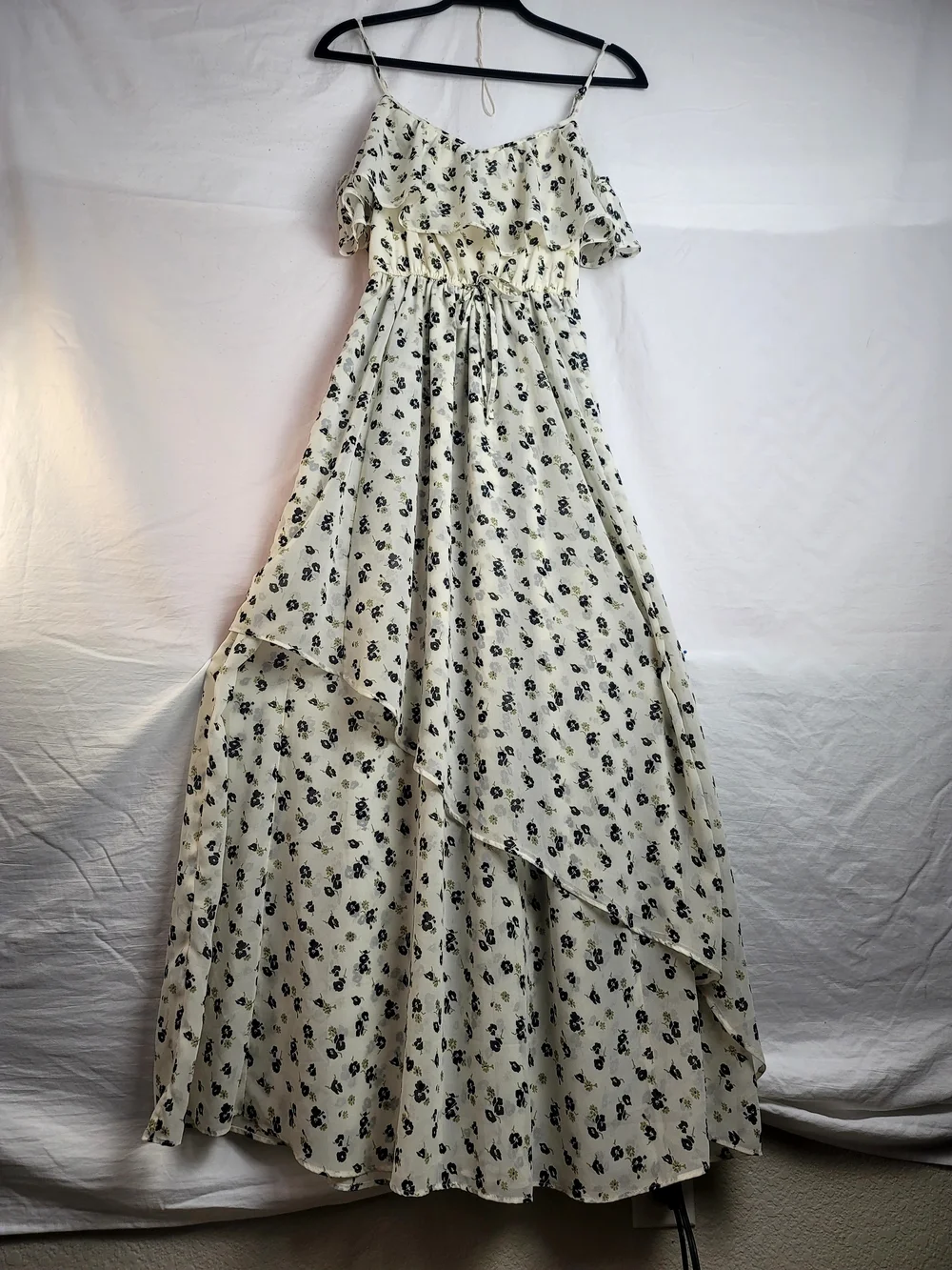 Abercrombie & Fitch Cream Maxi Dress with Black Floral Print